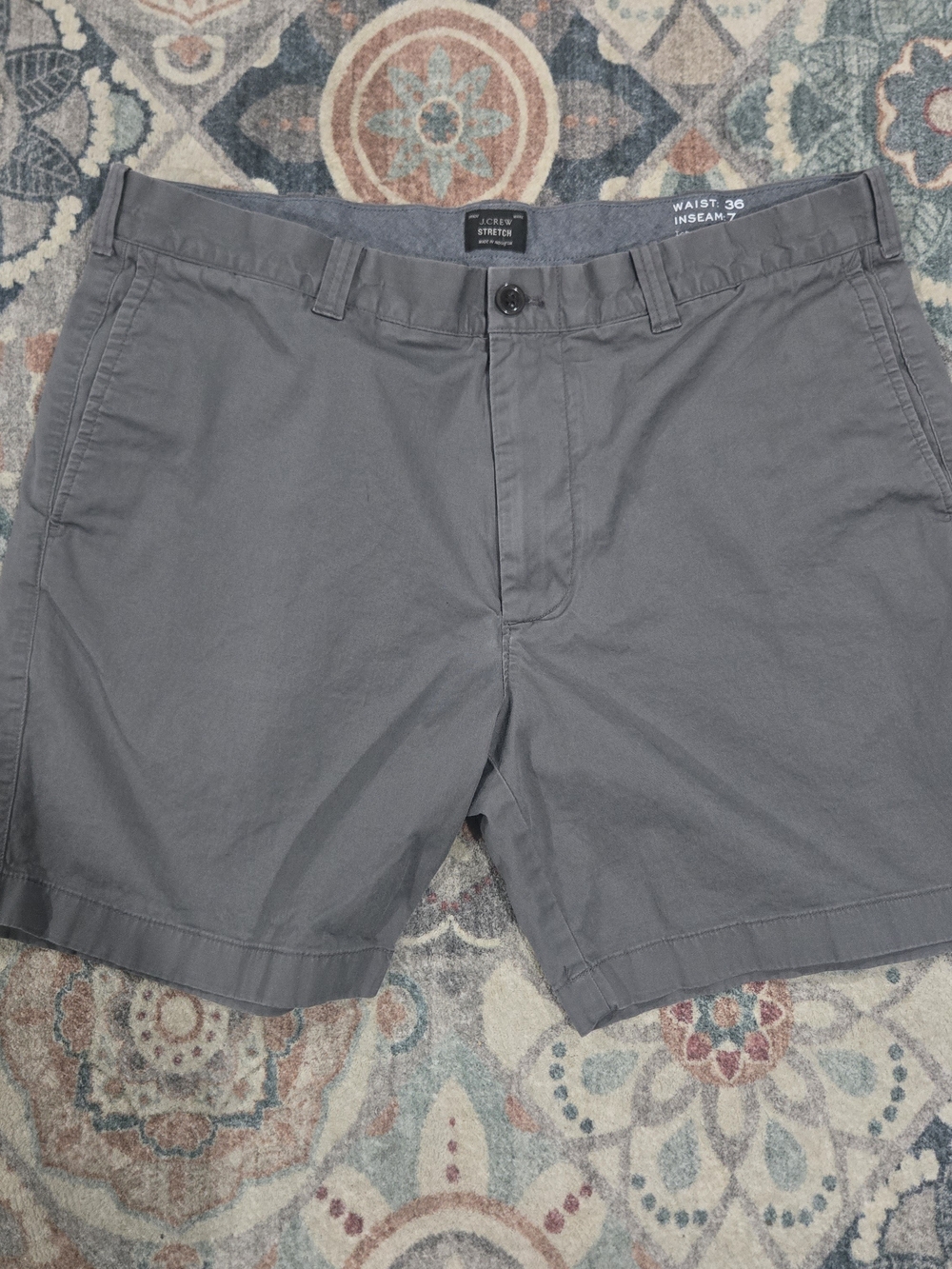 J. Crew Men's 36W Slate Gray Stretch Cotton Minimalist Casual Chino Shorts